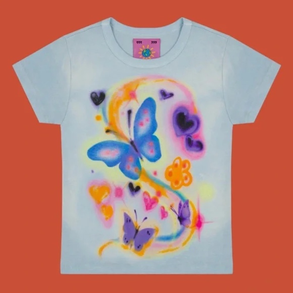 UNIF Graphic Blue Butterfly Baby Tee